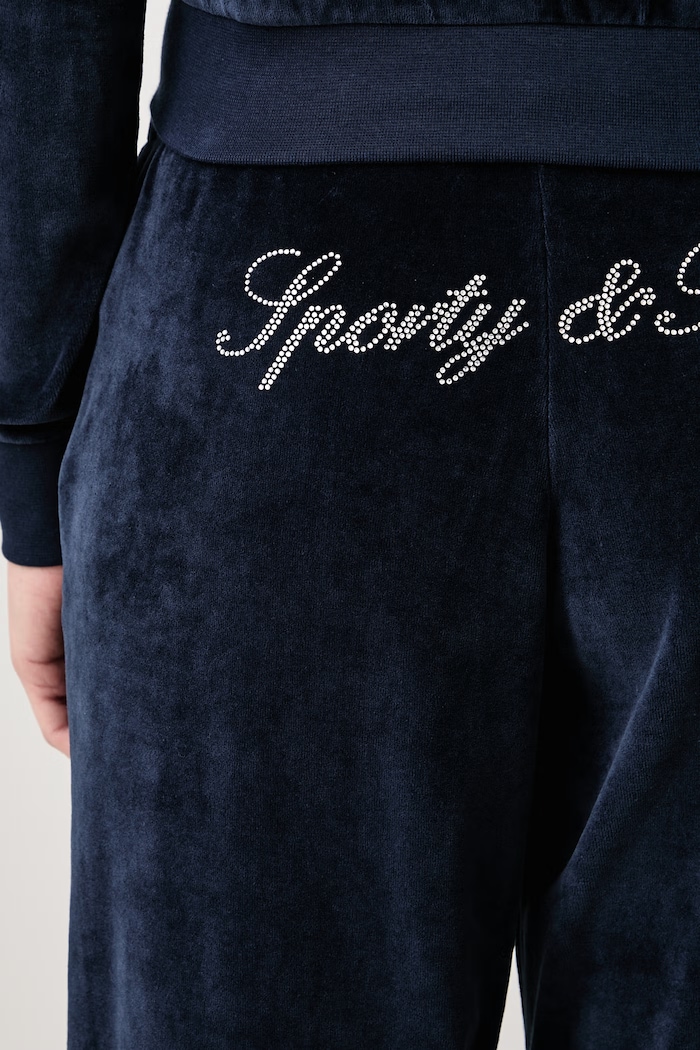Signature Logo Krystal sweatpants velvet Women's Sporty & Rich navy PA02273326BL106