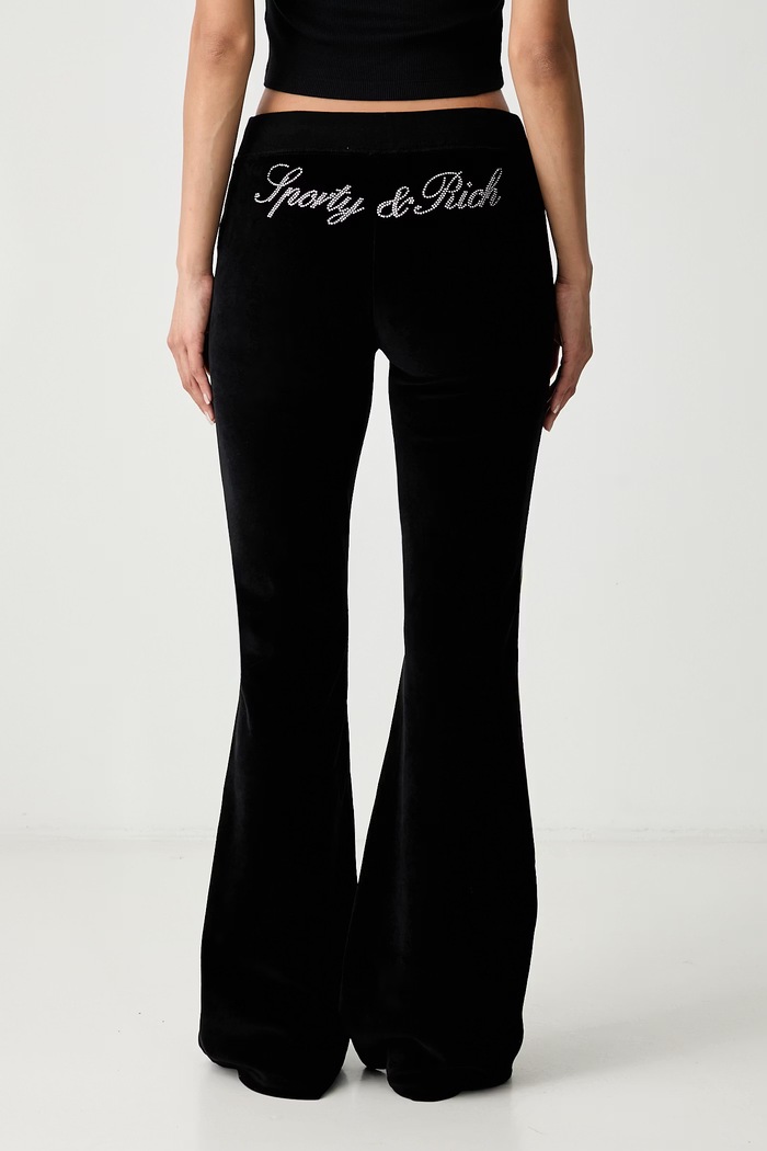 Sporty & Rich Signature Logo Krystal spodnie dresowe bawełniane damskie czarny PA06771326BA01