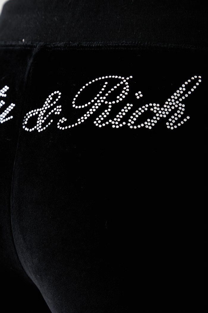Sporty & Rich Signature Logo Krystal spodnie dresowe bawełniane damskie PA06771326BA01 czarny