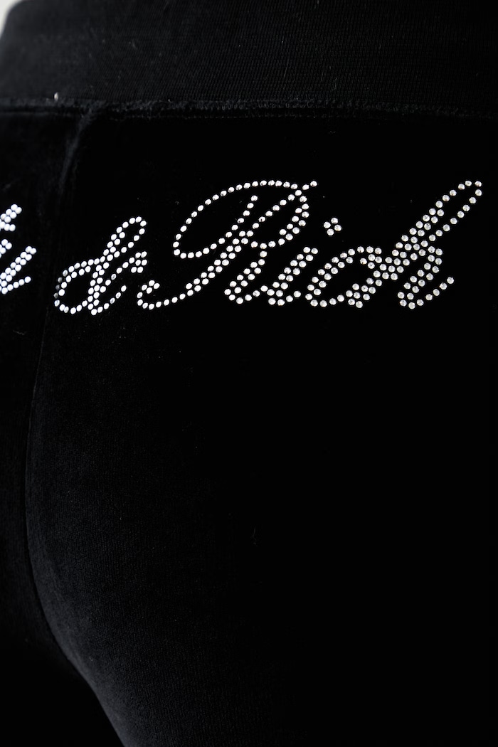 Signature Logo Krystal spodnie dresowe bawełniane damskie Sporty & Rich czarny PA06771326BA01