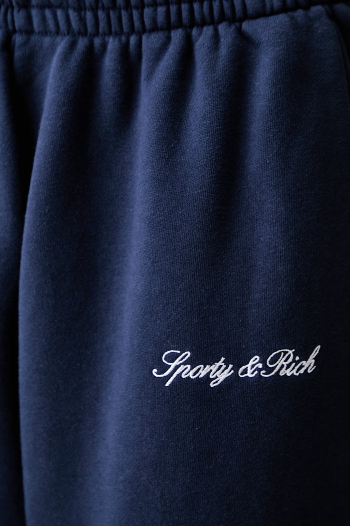 Sporty & Rich Signature Logo spodnie dresowe bawełniane damskie PA071712326BL132 granatowy
