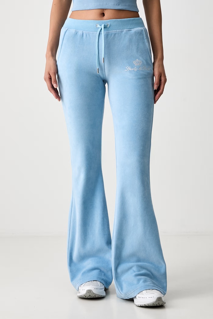 Sporty & Rich x Juicy Couture spodnie dresowe welurowe damskie niebieski PA067716689BL50