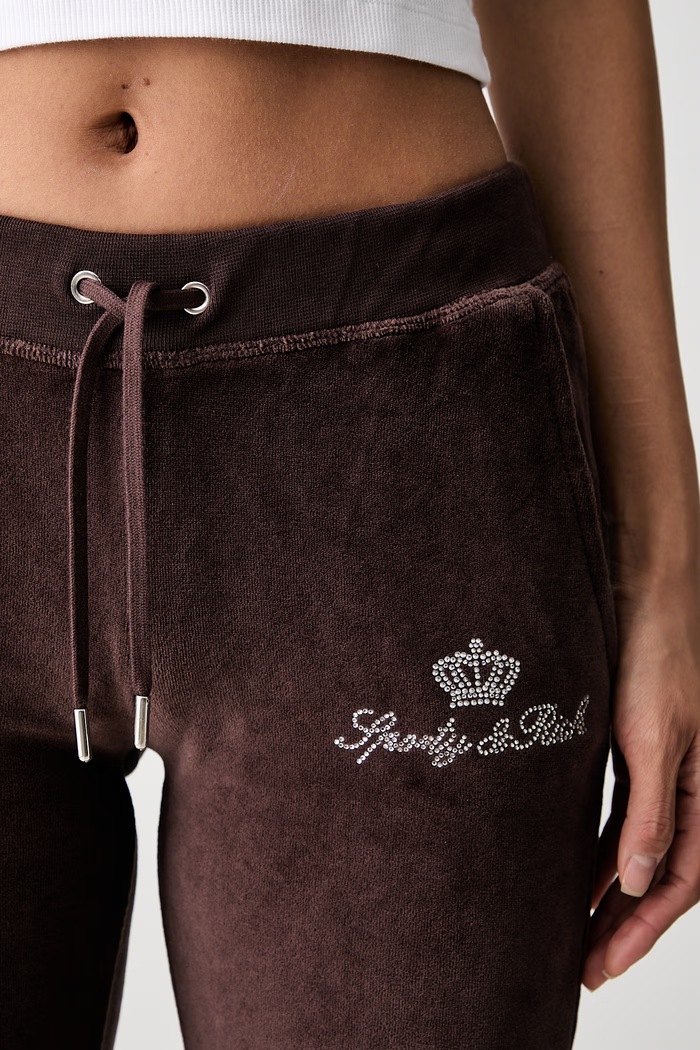 Sporty & Rich x Juicy Couture spodnie dresowe welurowe damskie PA067716689BR03 brązowy