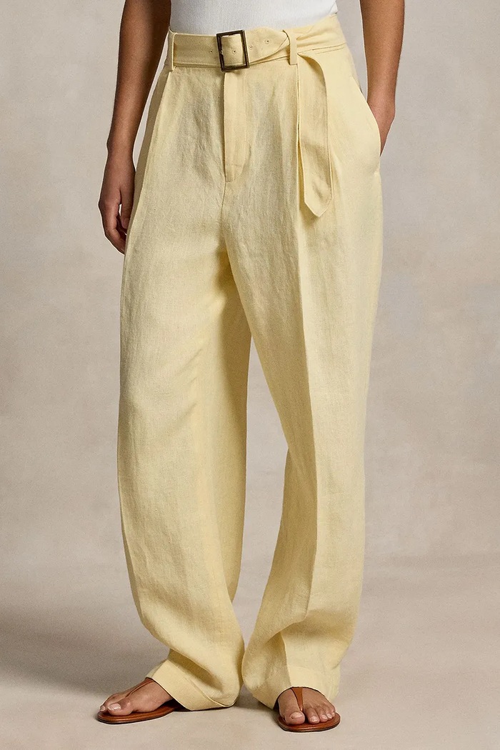 Polo Ralph Lauren pantaloni wide leg pentru femei, din in galben 211A12955