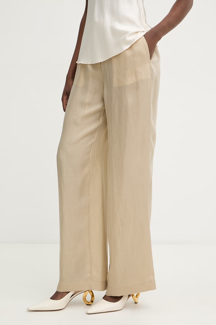 BOSS pantaloni palazzo de femei cu lyocell Tavati2 102772 bej 50556231