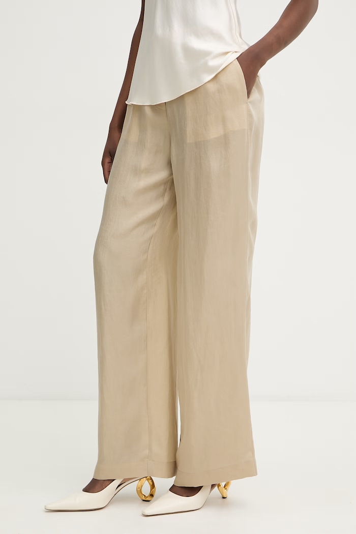 BOSS pantaloni palazzo de femei cu lyocell Tavati2 102772 bej 50556231