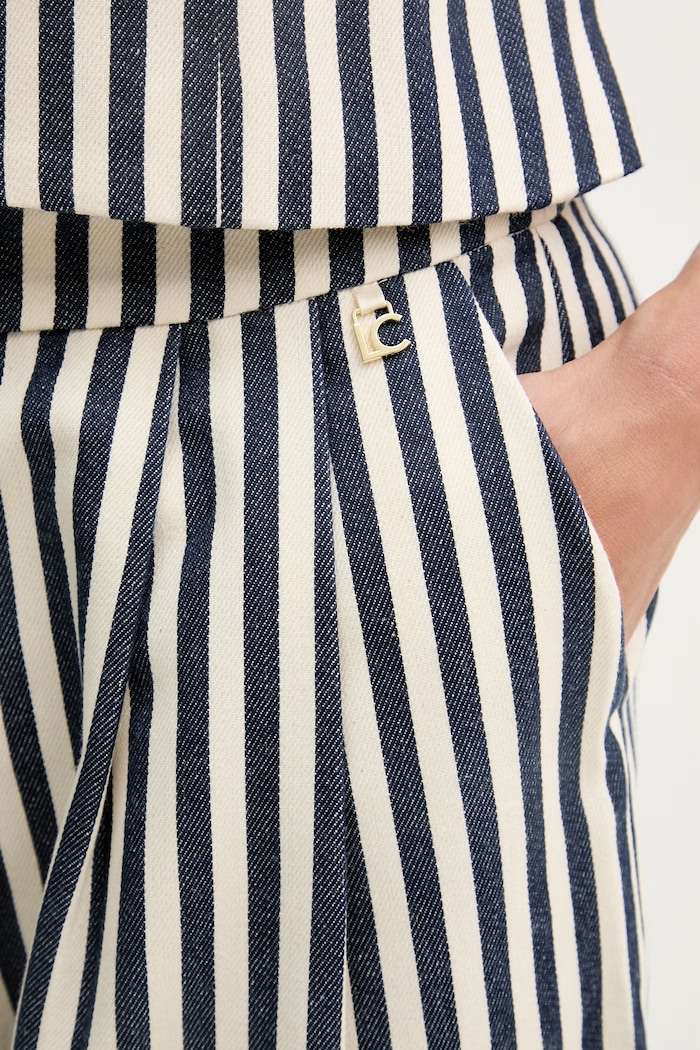 Lola Casademunt pantaloni pentru femei, cu bumbac bleumarin LS2614001