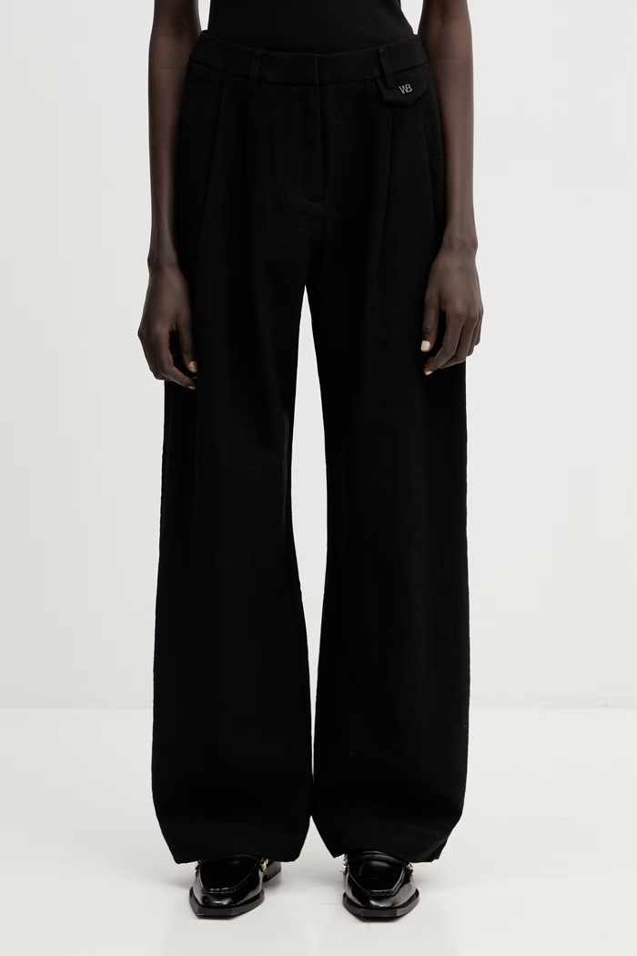 WRSTBHVR Dorea women's trousers with linen black W8026SB.3482