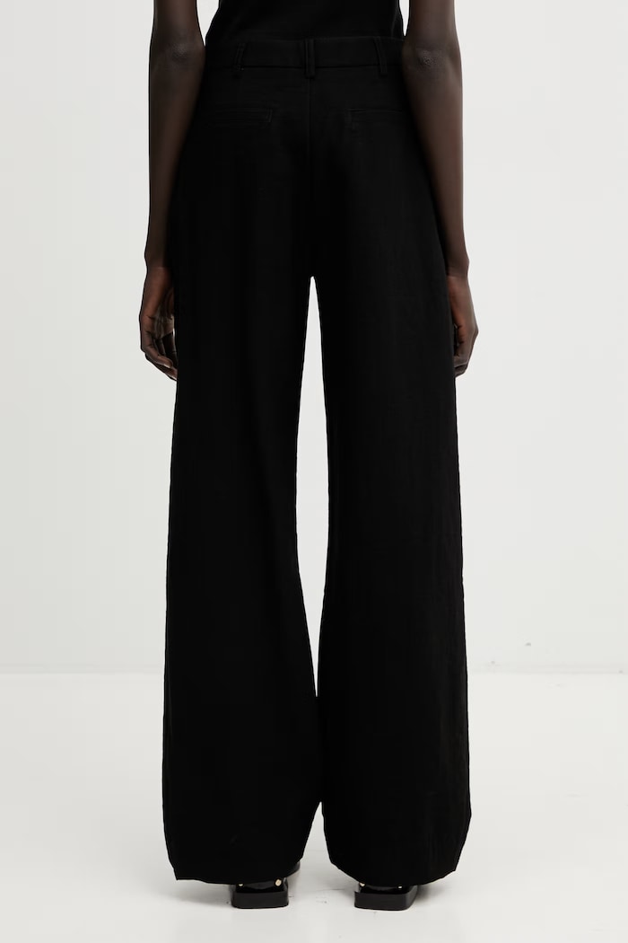 Clothing WRSTBHVR Dorea women's trousers with linen W8026SB.3482 black