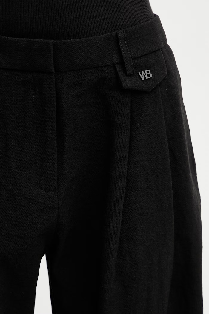 WRSTBHVR Dorea women's trousers with linen black W8026SB.3482