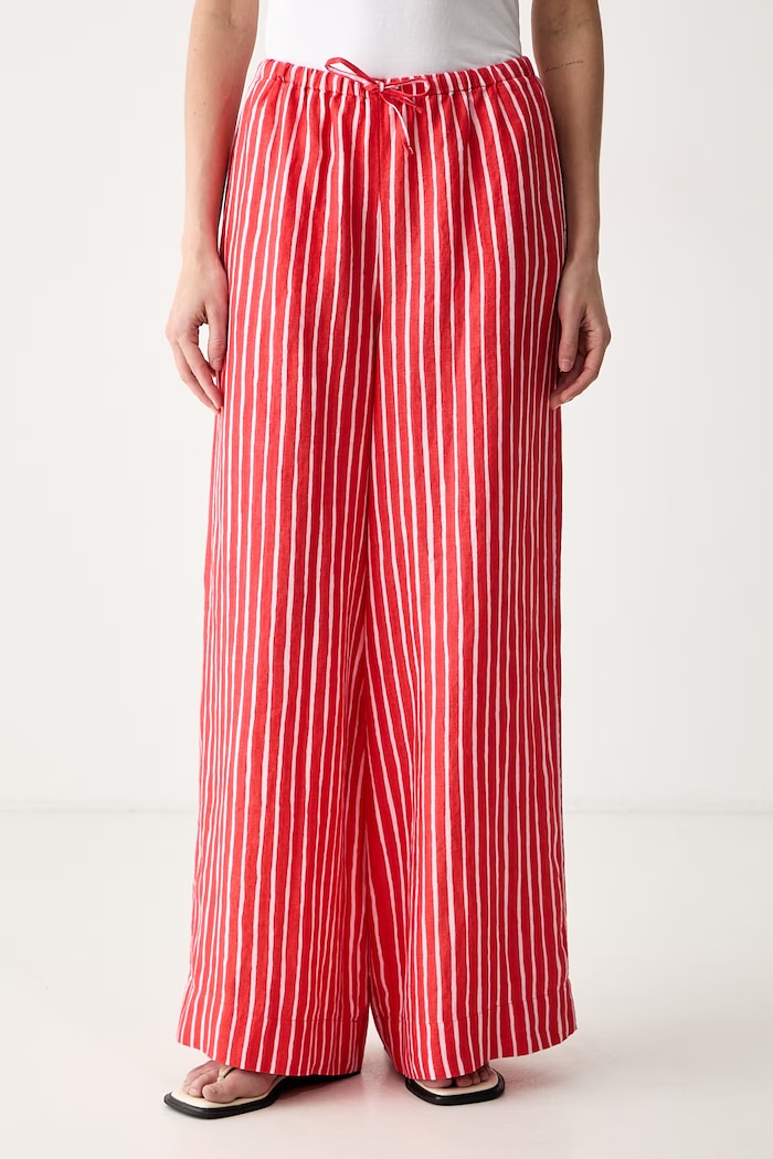 Marimekko spodnie damskie lniane czerwony 095640