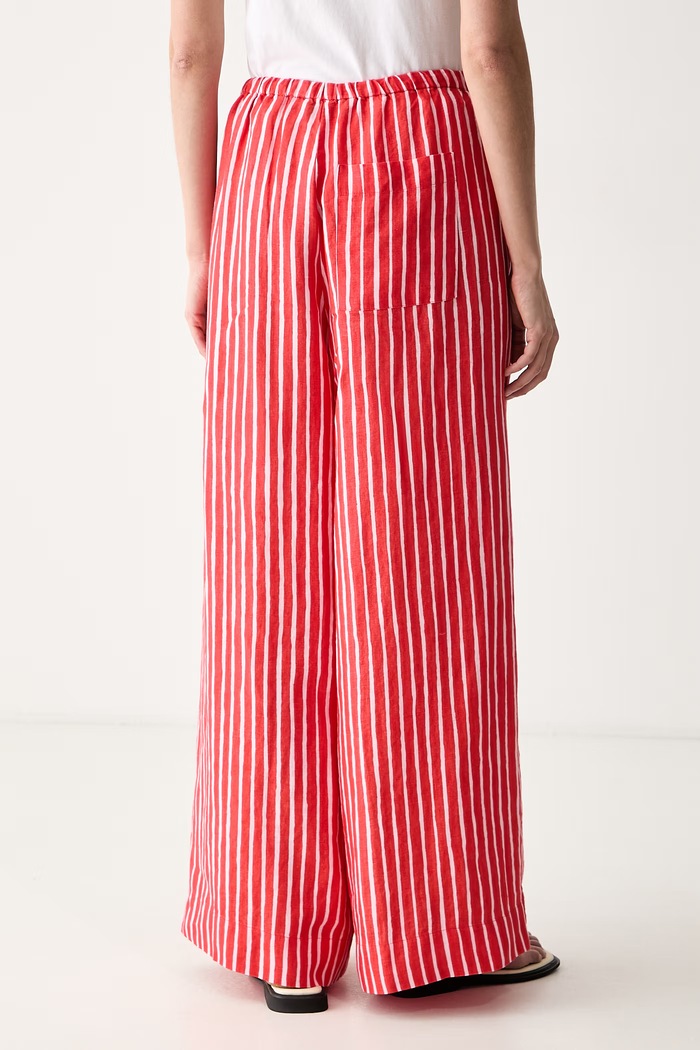 Odzież Marimekko spodnie damskie lniane 095640 czerwony