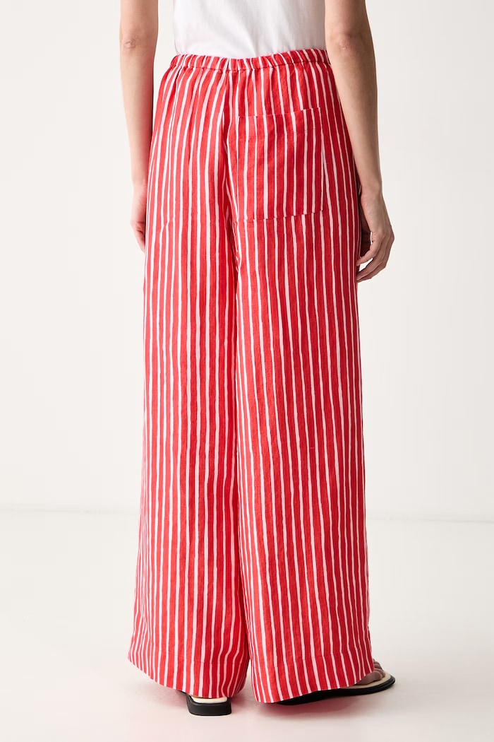 Odzież Marimekko spodnie damskie lniane 095640 czerwony