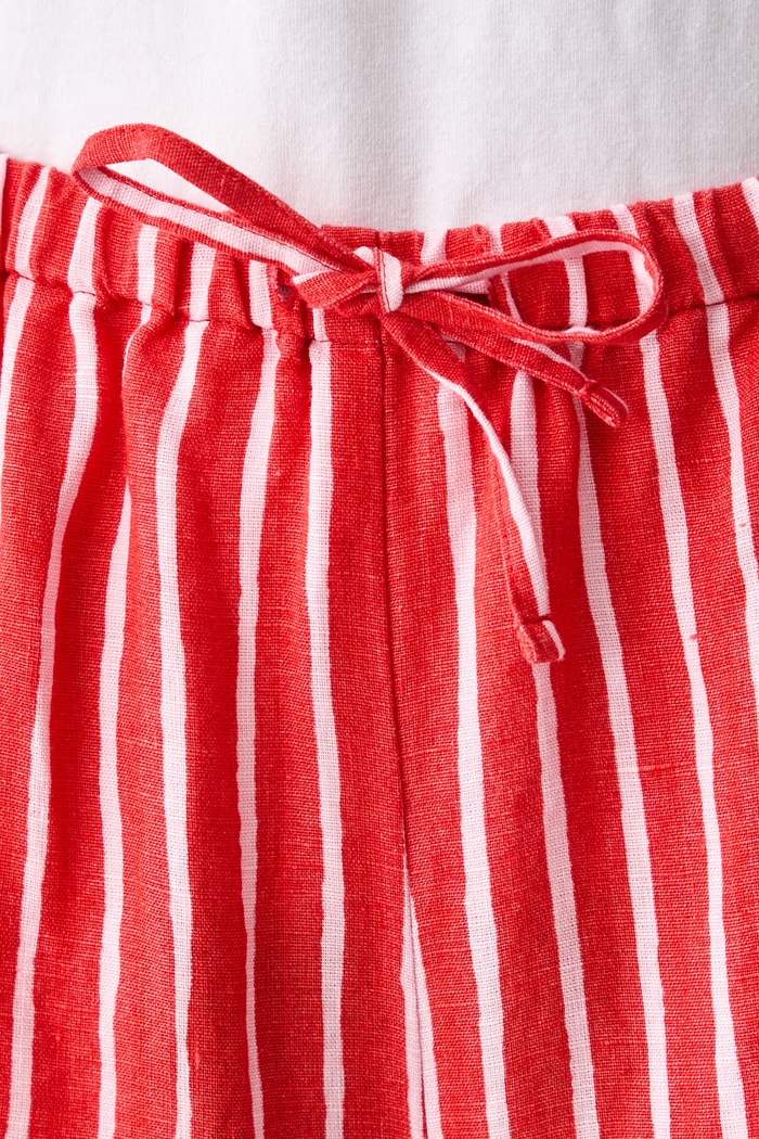 Marimekko spodnie damskie lniane czerwony 095640