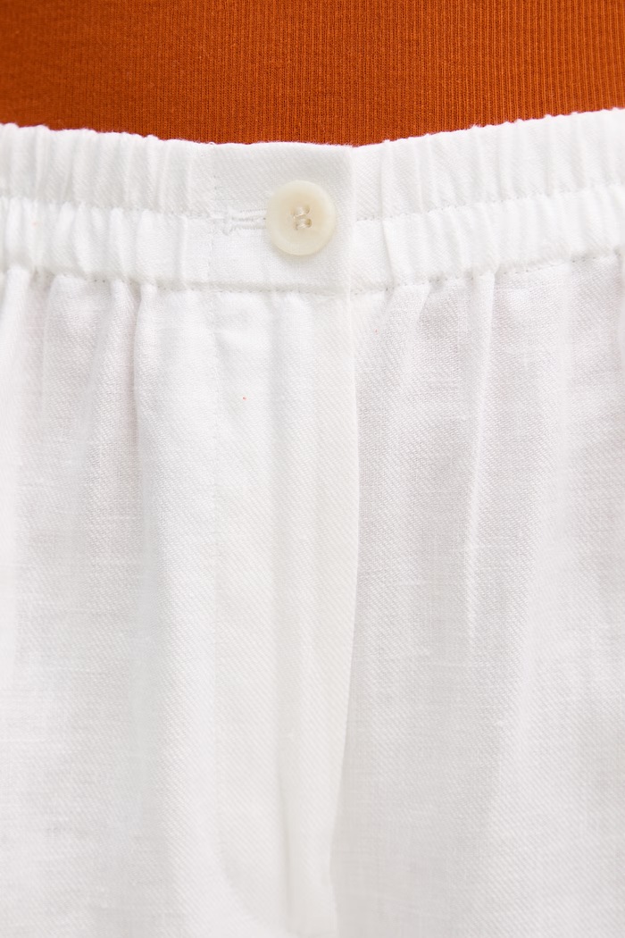 Sisley pantaloni pentru femei din in alb 4TTSLF08P