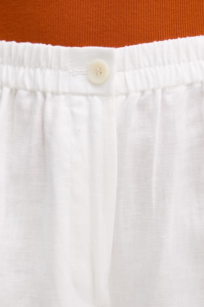 Sisley pantaloni pentru femei din in alb 4TTSLF08P