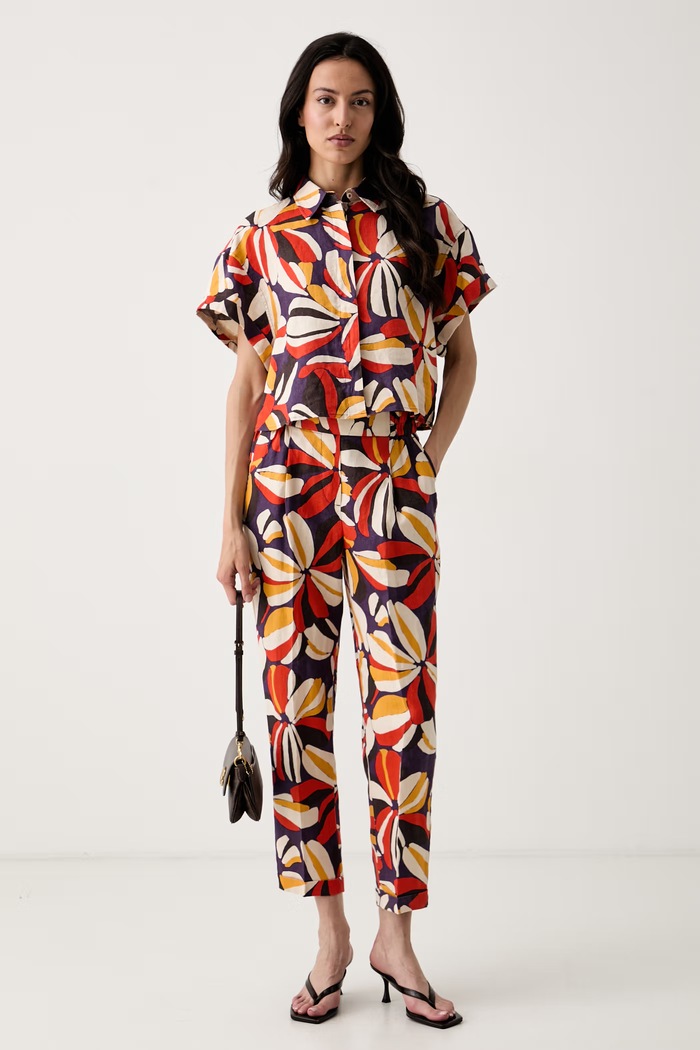 United Colors of Benetton панталон дамски от лен 41GADF079 червен SS26