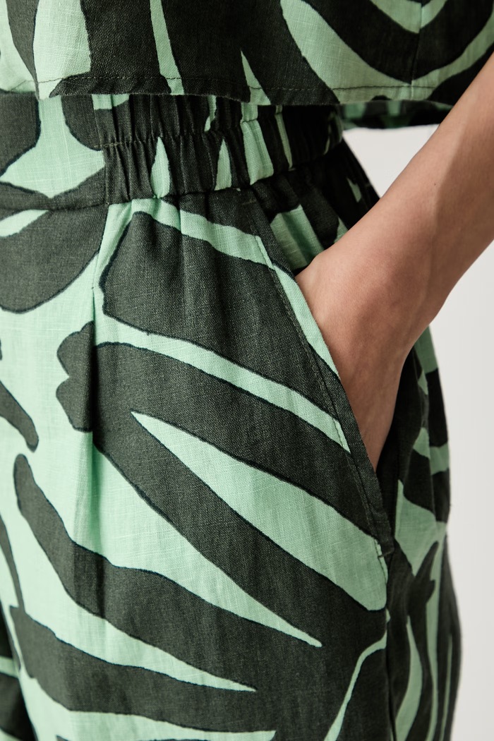 United Colors of Benetton hlače za žene od lana zelena 41GADF079