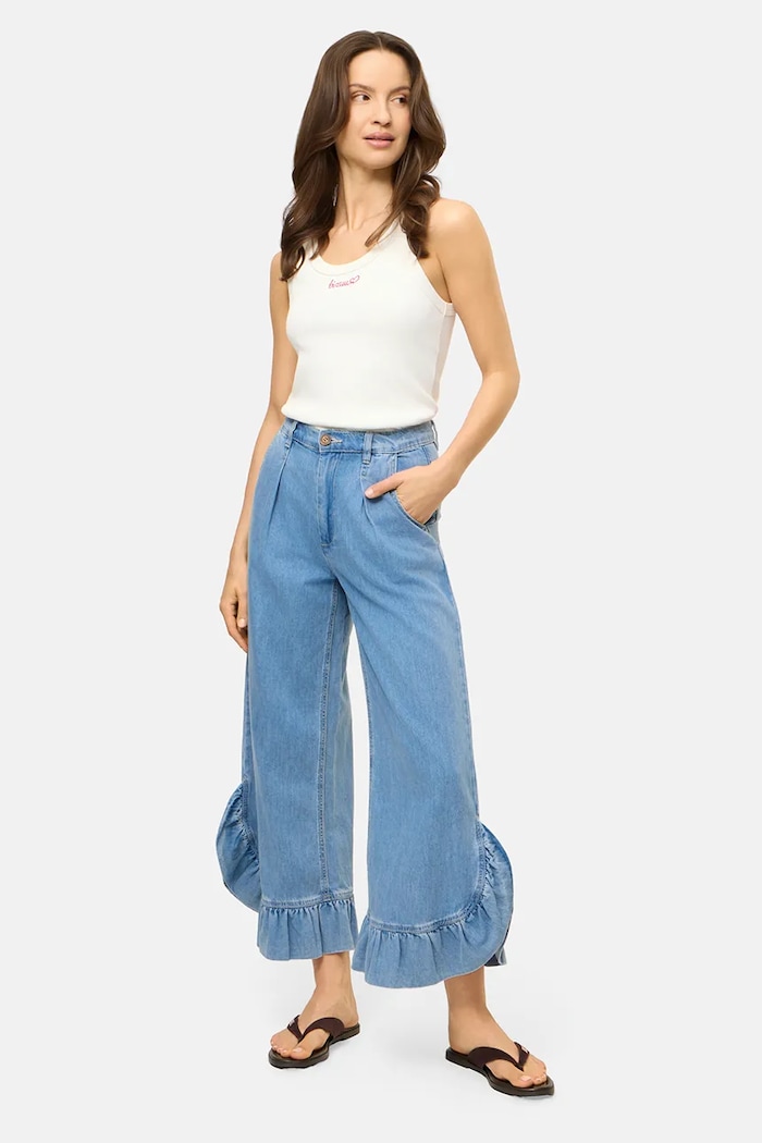 Îmbrăcăminte BIZUU pantaloni pentru femei, din denim NELLA NELLA.NIEBIESKI albastru