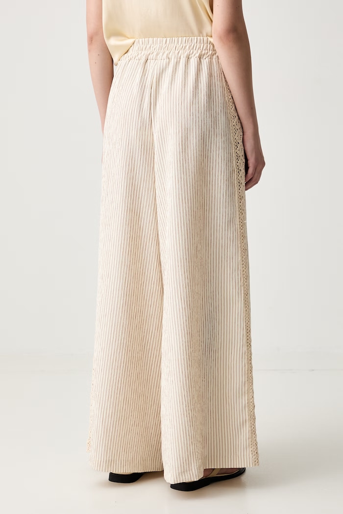 Odzież ViCOLO spodnie wide leg damskie bawełniane TAB2548 beżowy