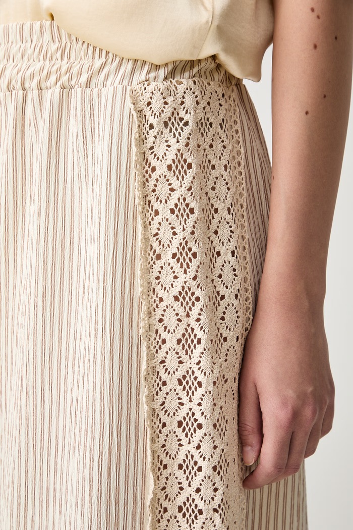 ViCOLO spodnie wide leg damskie bawełniane beżowy TAB2548