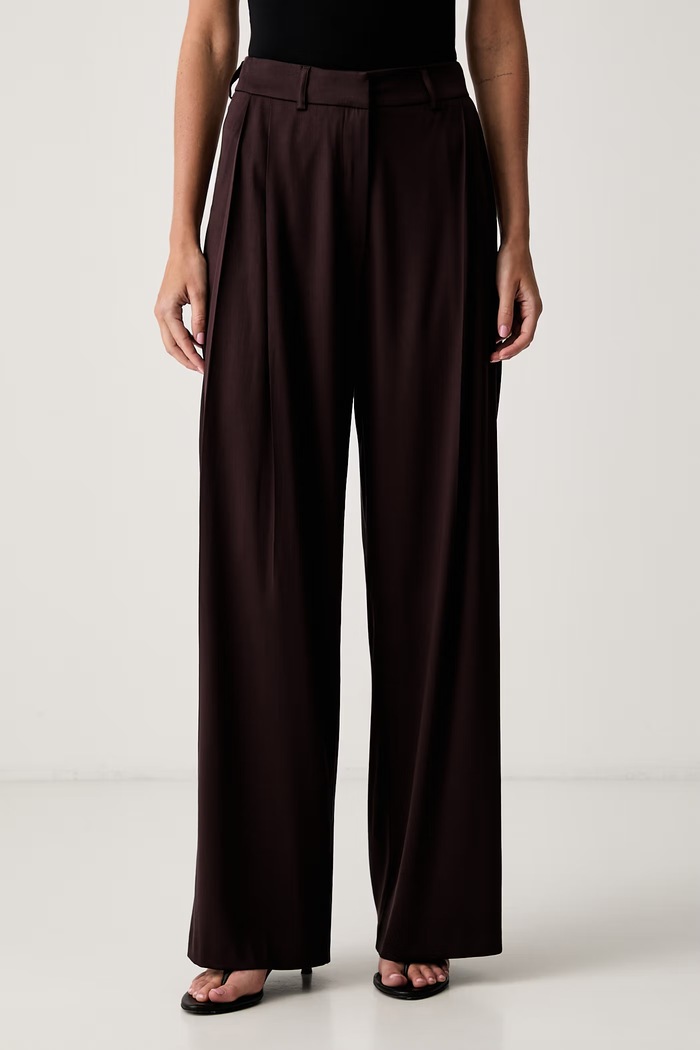 Le Privé spodnie damskie z wiskozą ROMY TROUSERS brązowy LP00689