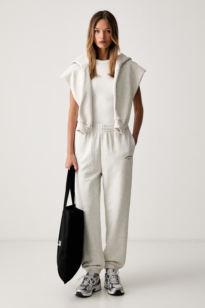 Le Privé spodnie dresowe damskie bawełniane VARSITY JOGGER LP00702 szary SS26