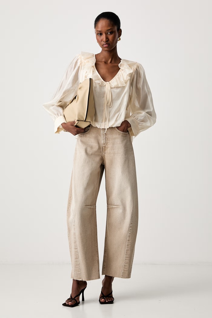 Haveone jeansy relaxed fit damskie PFA.Q083 beżowy SS26