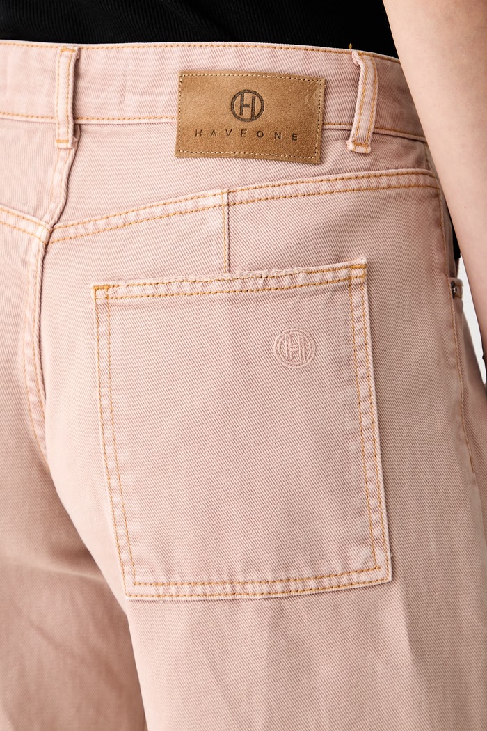 Haveone jeansy relaxed fit damskie różowy PGZ.Q116