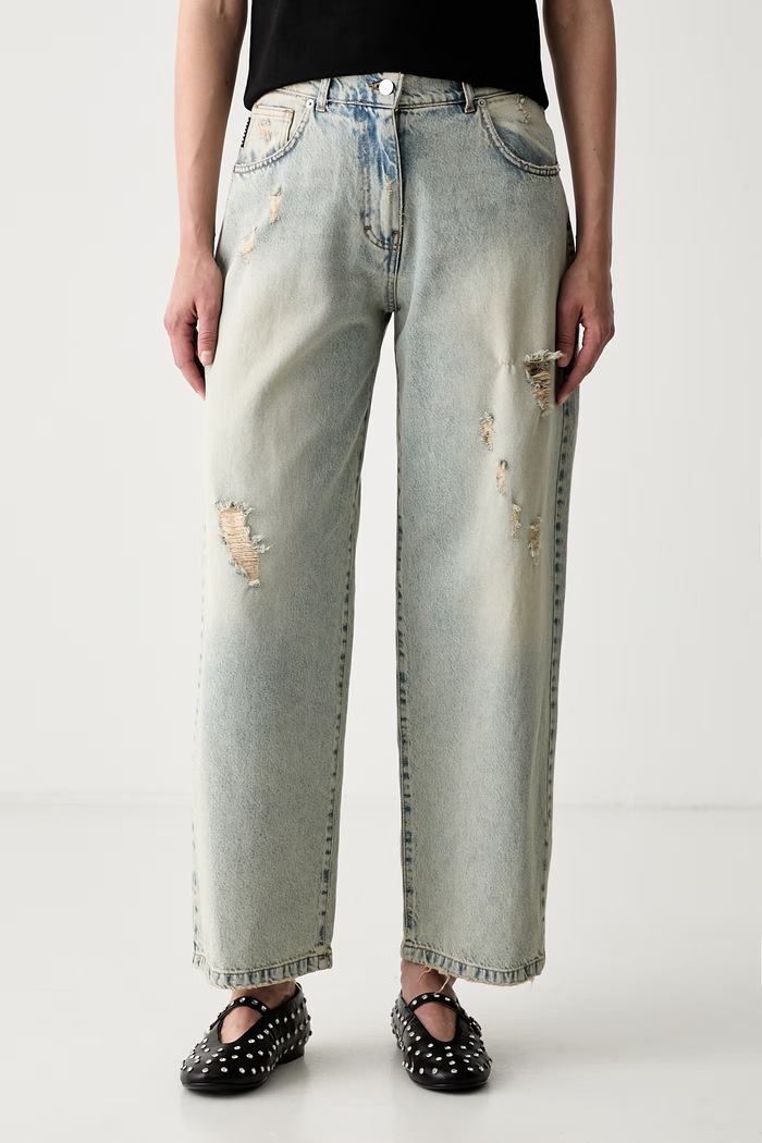 Haveone jeansy straight damskie niebieski PLS.Q026