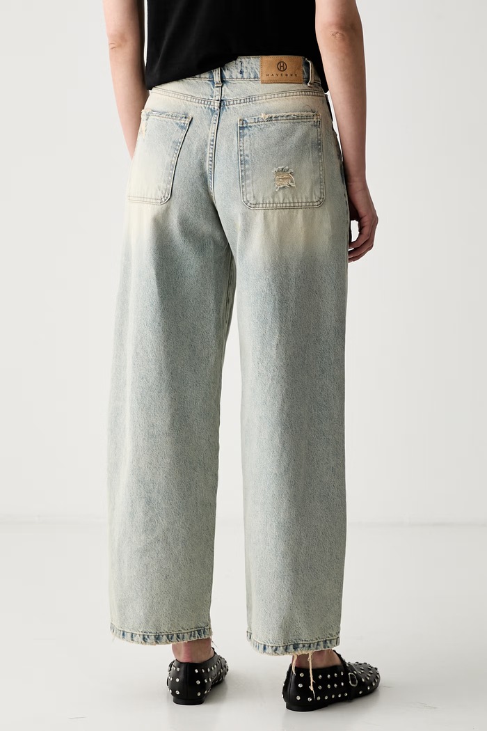 Odzież Haveone jeansy straight damskie PLS.Q026 niebieski