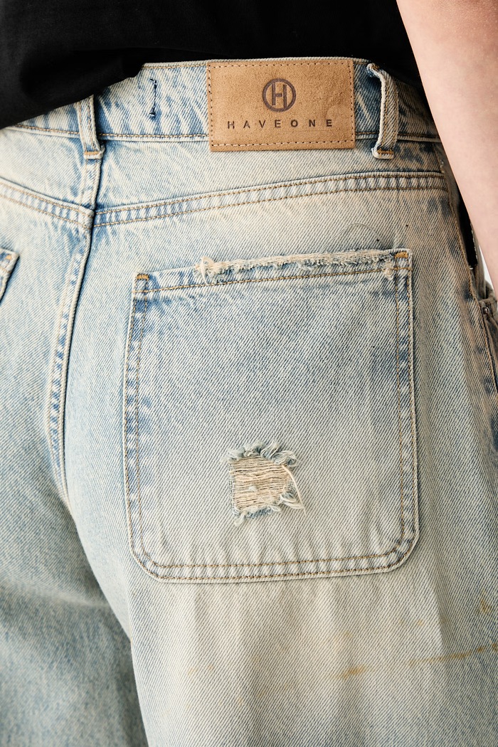 Haveone jeansy straight damskie niebieski PLS.Q026