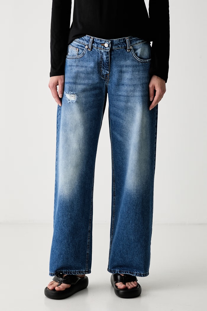 Haveone jeansy straight damskie niebieski PLS.Q049