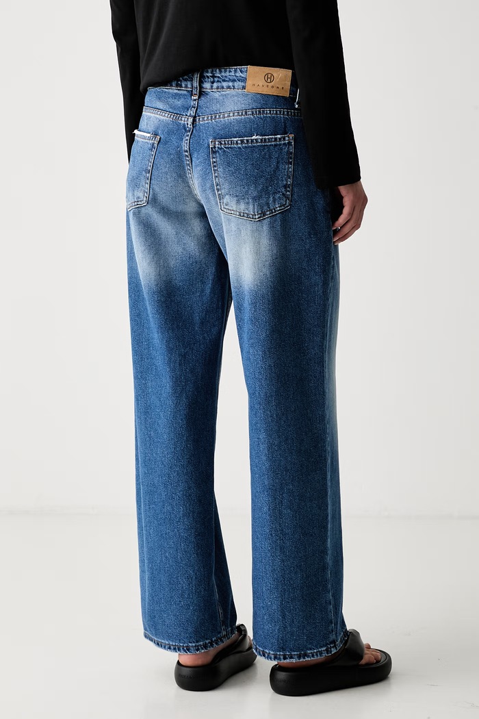 Odzież Haveone jeansy straight damskie PLS.Q049 niebieski