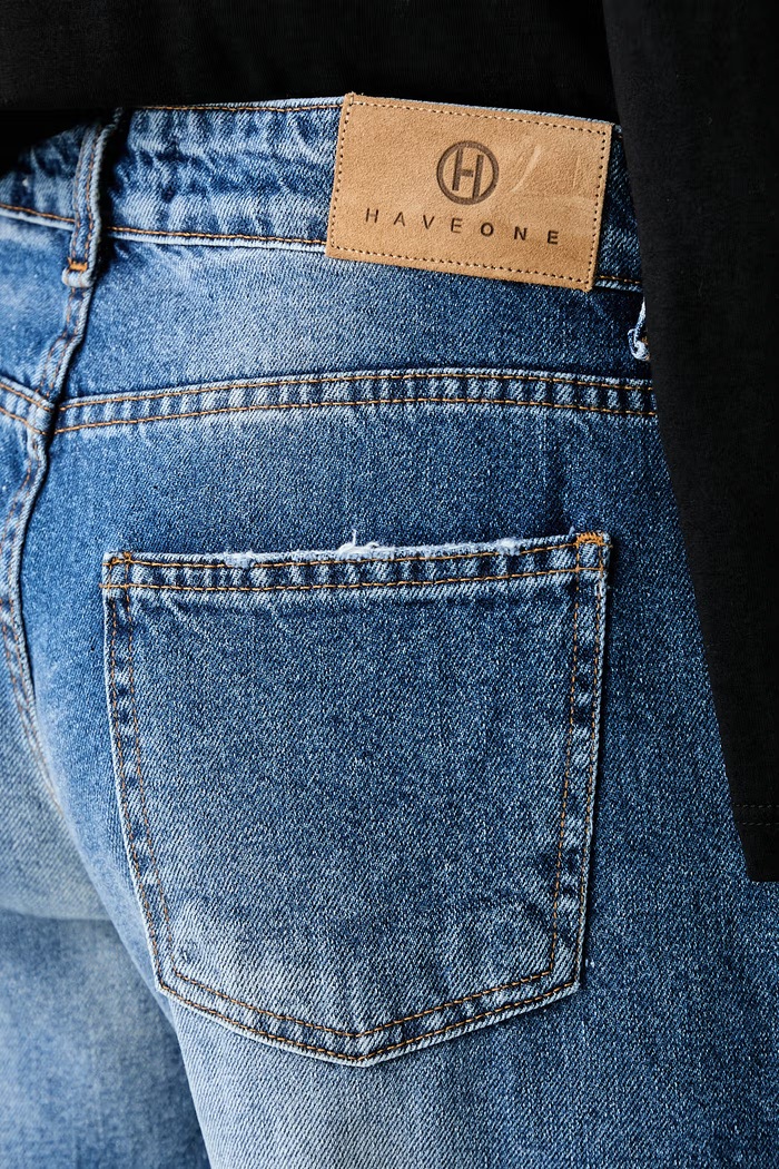 Haveone jeansy straight damskie niebieski PLS.Q049