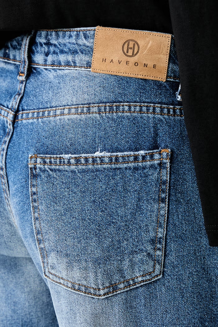 Haveone jeansy straight damskie niebieski PLS.Q049