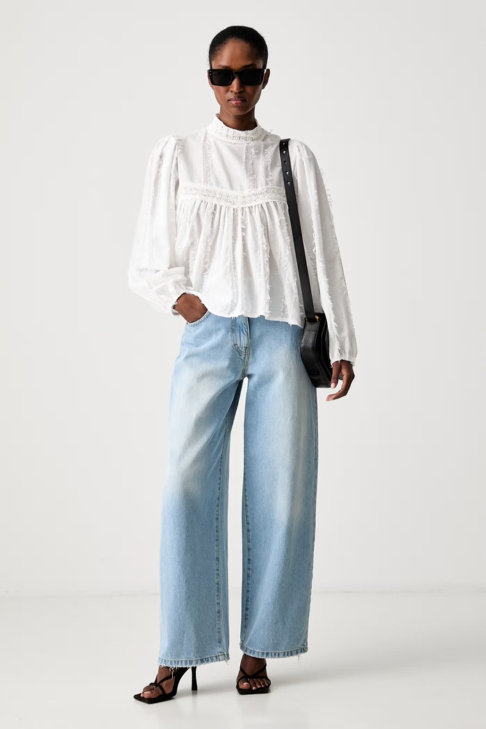 Haveone jeansy relaxed fit damskie PLS.Q051 niebieski SS26