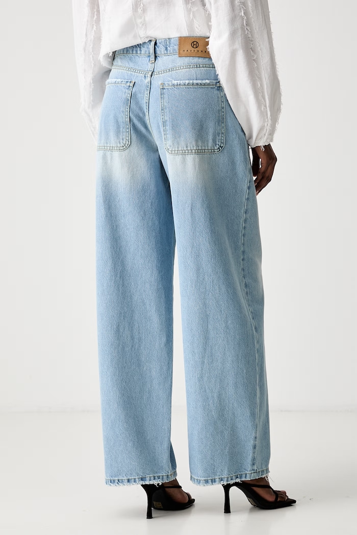 Odzież Haveone jeansy relaxed fit damskie PLS.Q051 niebieski