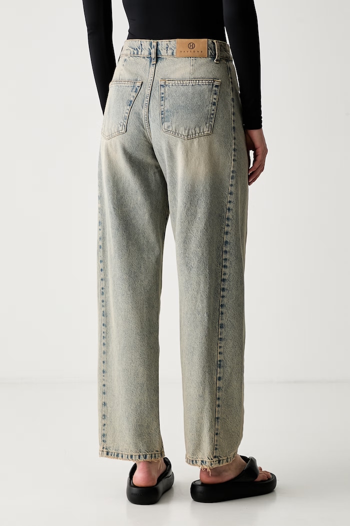 Odzież Haveone jeansy relaxed fit damskie PLS.Q154 niebieski