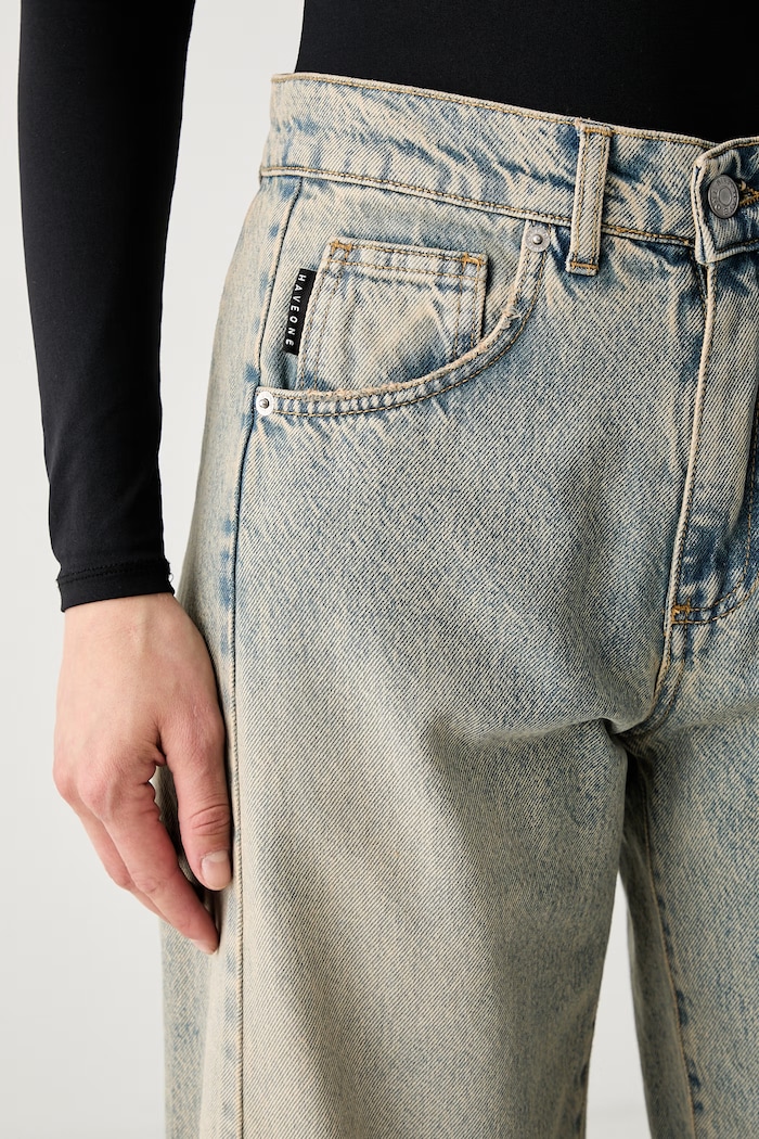 Haveone jeansy relaxed fit damskie niebieski PLS.Q154