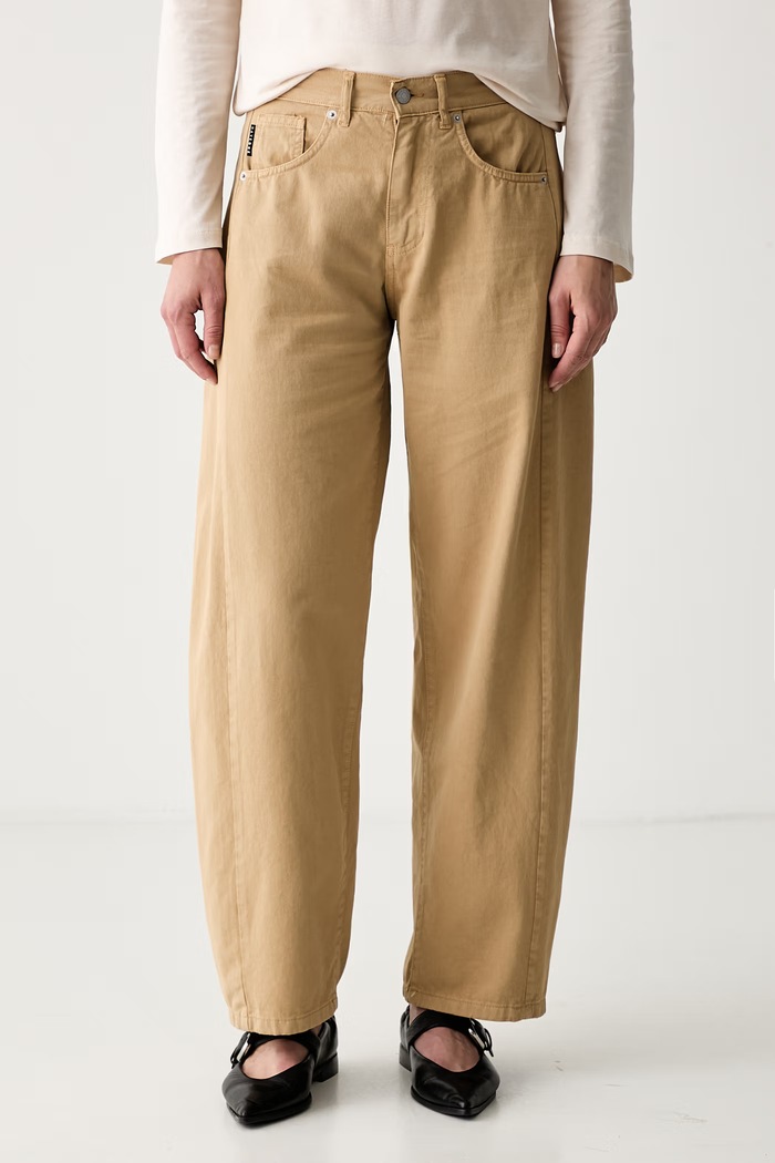 Haveone jeansy relaxed fit damskie beżowy PLS.Q276