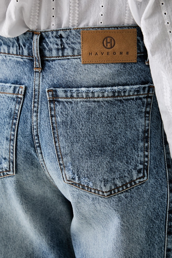 Haveone jeansy flare damskie niebieski PLS.Q298