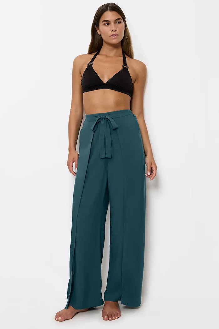 Abbigliamento Triumph pantaloni palazzo da donna in viscosa Beach MyWear 10222189 turchese