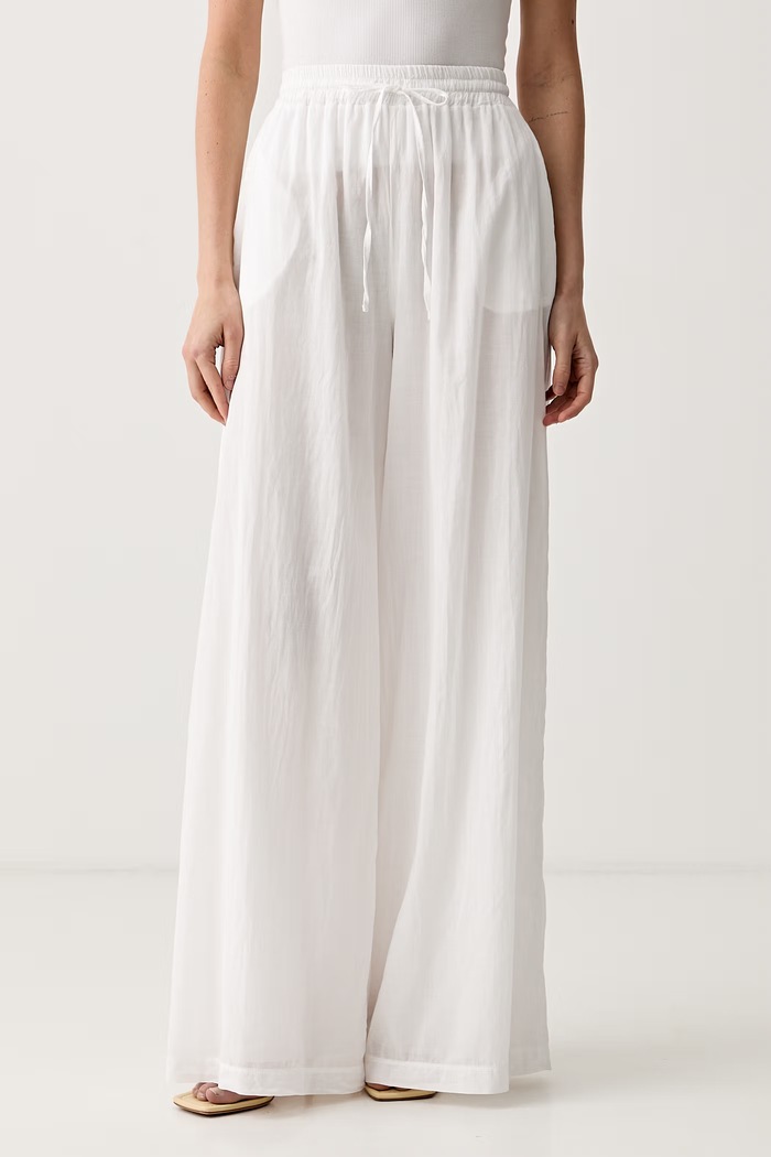 ViCOLO pantaloni palazzo pentru femei din bumbac alb TAB0700