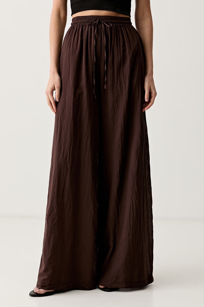 ViCOLO pantaloni palazzo pentru femei din bumbac maro TAB0700