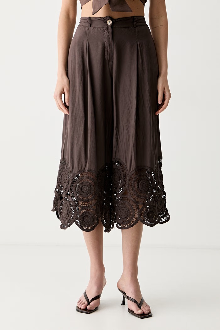 ViCOLO pantaloni culottes da donna in cotone marrone TAB0753