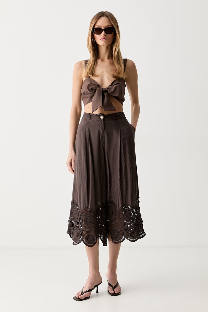 ViCOLO pantaloni culottes da donna in cotone TAB0753 marrone SS26