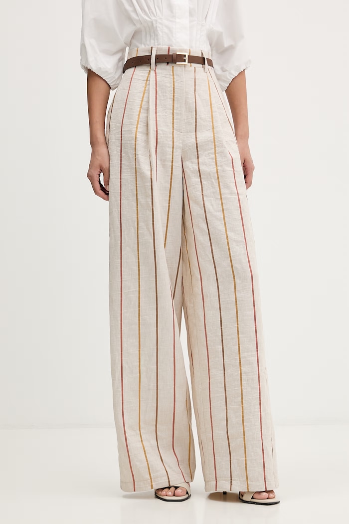 ViCOLO pantaloni pentru femei cu amestec de in bej TAB0692