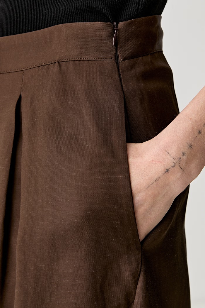 ViCOLO kalhoty culottes dámské s viskózou hnědá TAB0644