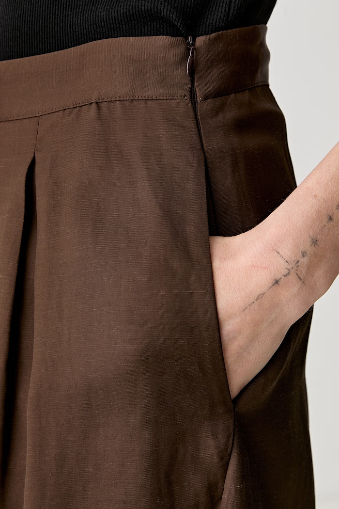ViCOLO kalhoty culottes dámské s viskózou hnědá TAB0644